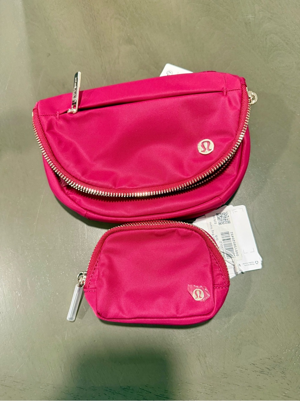 lululemon athletica Bright Pink Nylon Zip Pouch Set